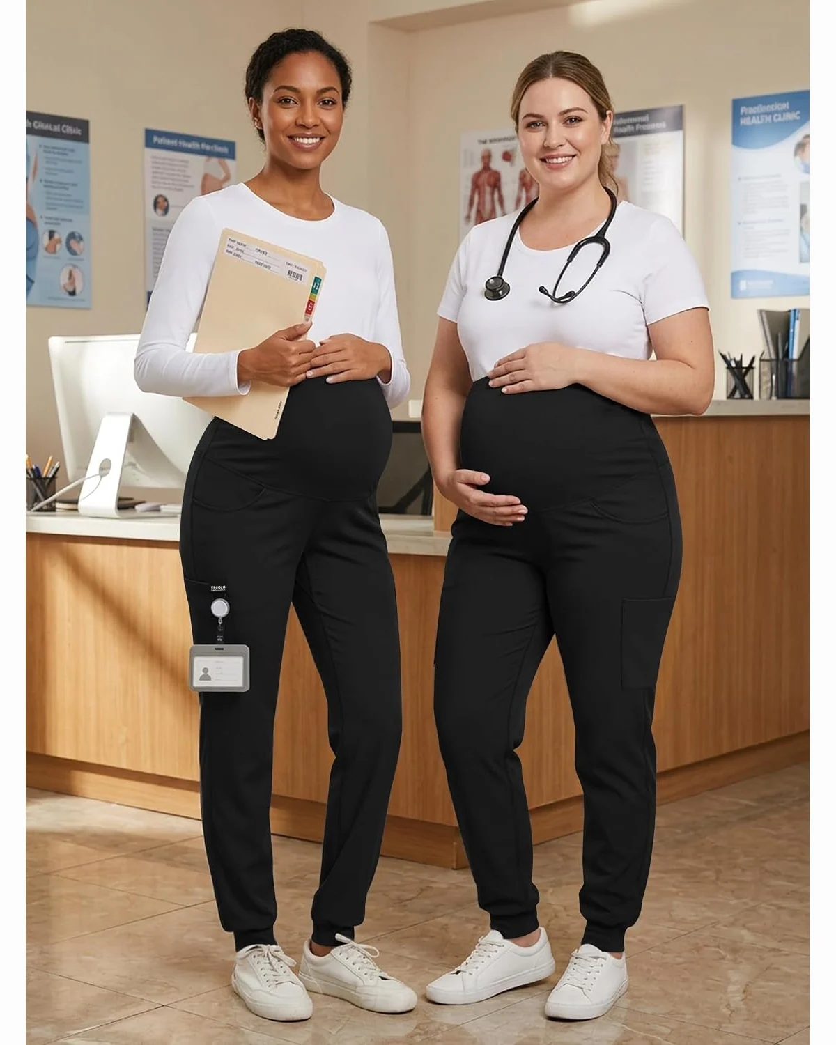 Maternity Scrub Joggers in Black, KECOLS
