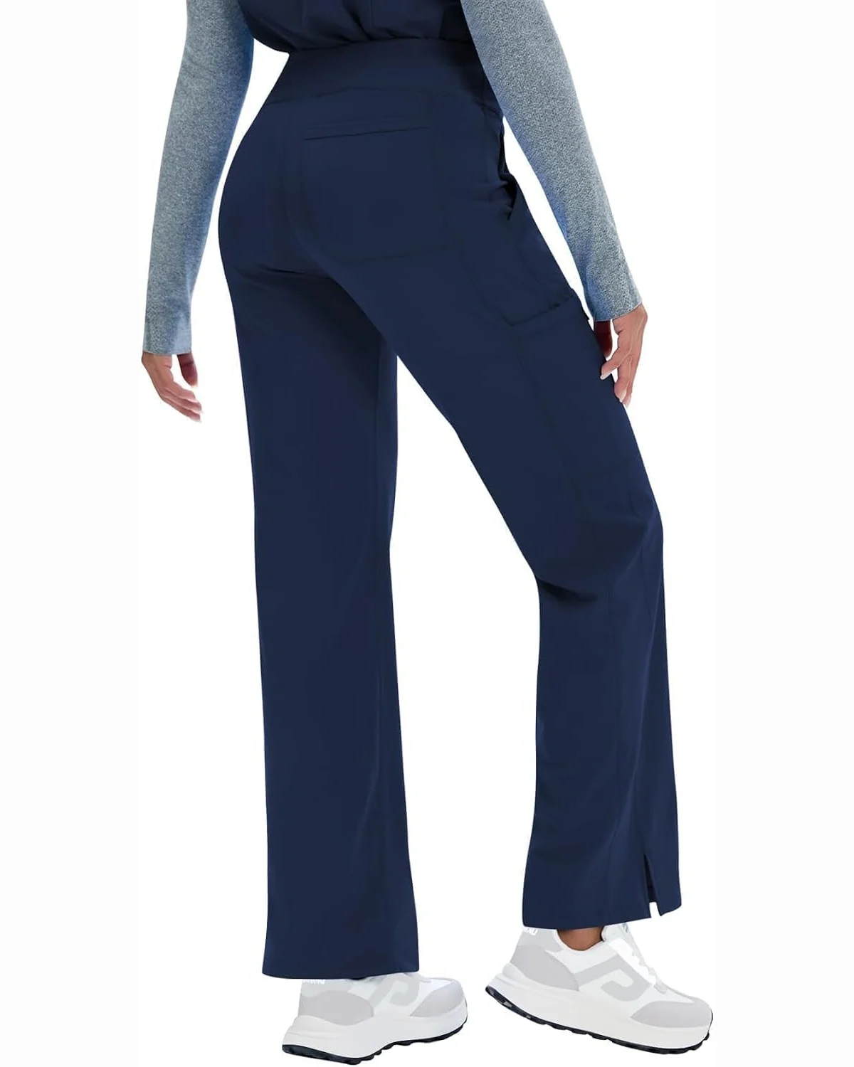 Five-Pocket Yoga Scrub Pants in Navy, KECOLS