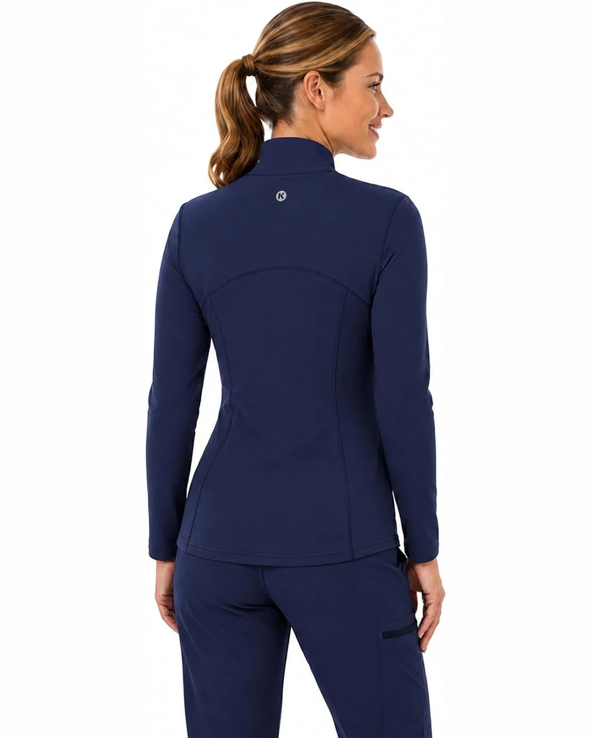 Zip-Front Scrub Jacket in Navy, KECOLS