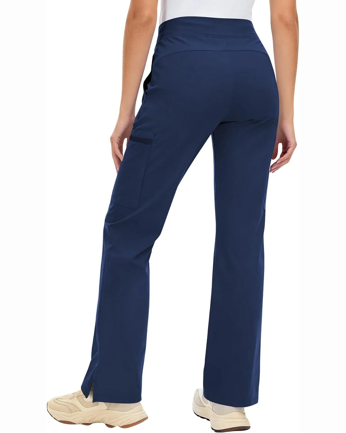 High-Rise Cargo Scrub Pants in Navy, KECOLS