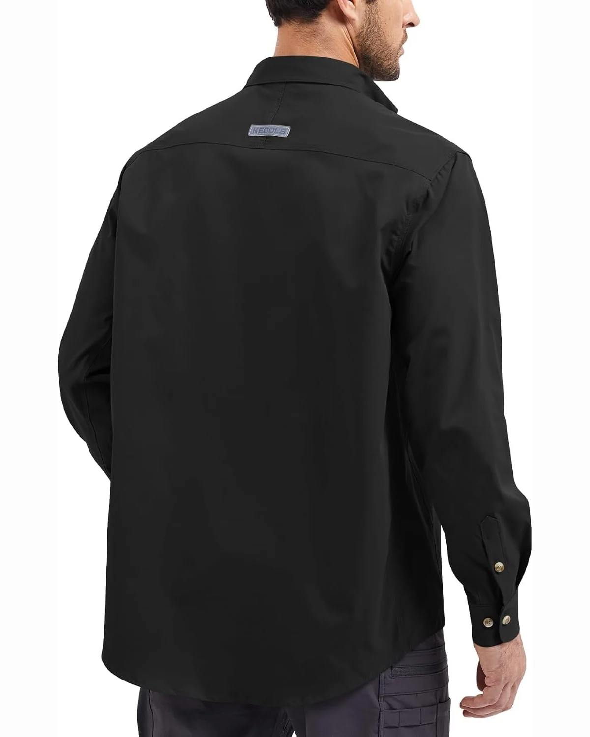 Long-Sleeve Utility Shirt in Black, KECOLS