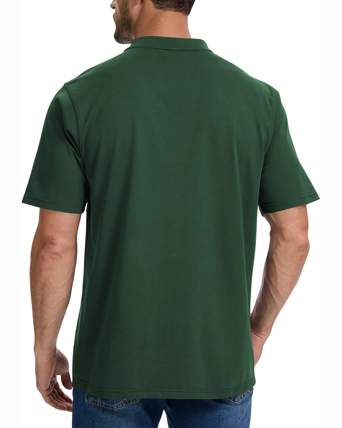 Heavyweight Pocket Henley in Hunter Green, KECOLS