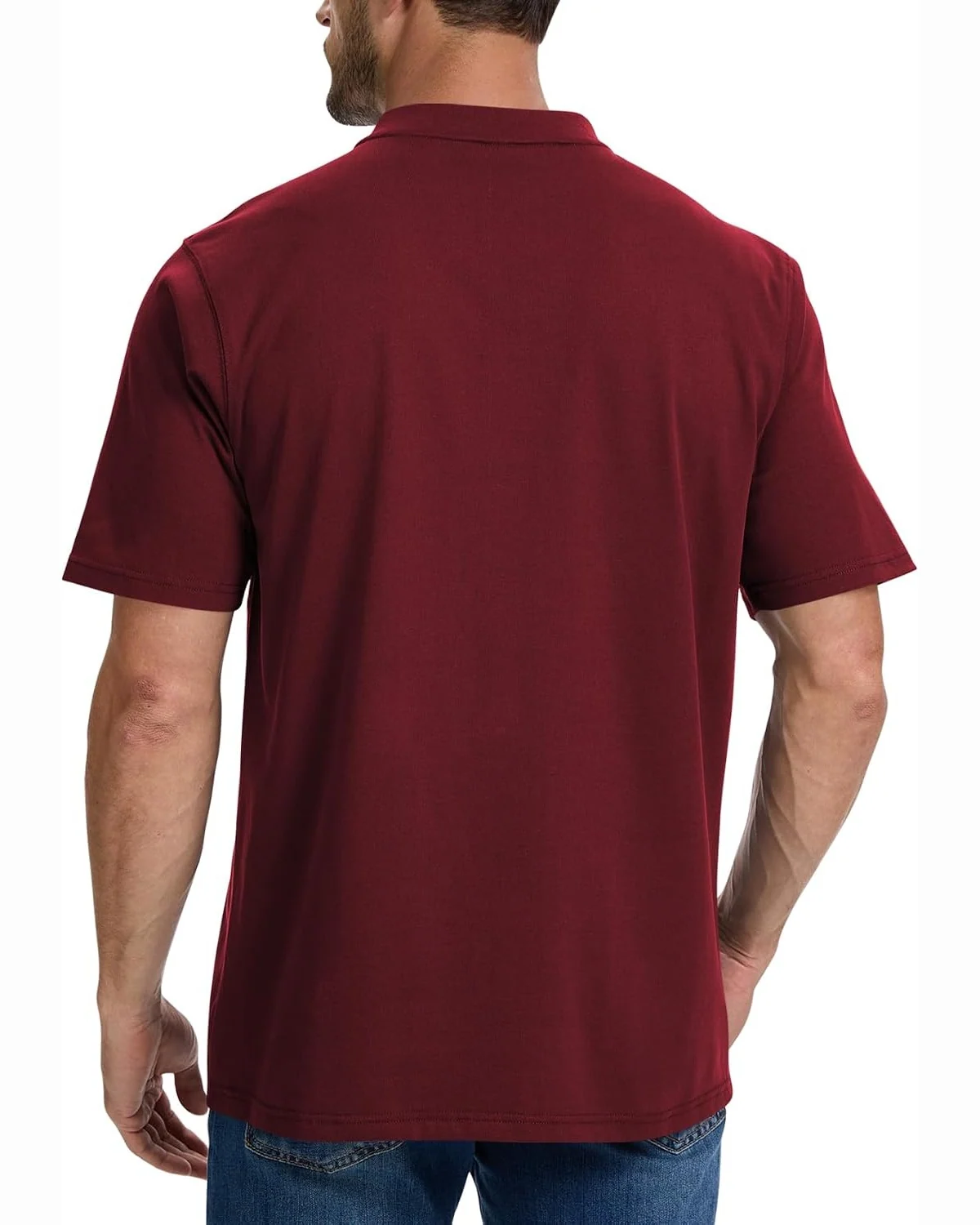 Heavyweight Pocket Henley in Burgundy, KECOLS