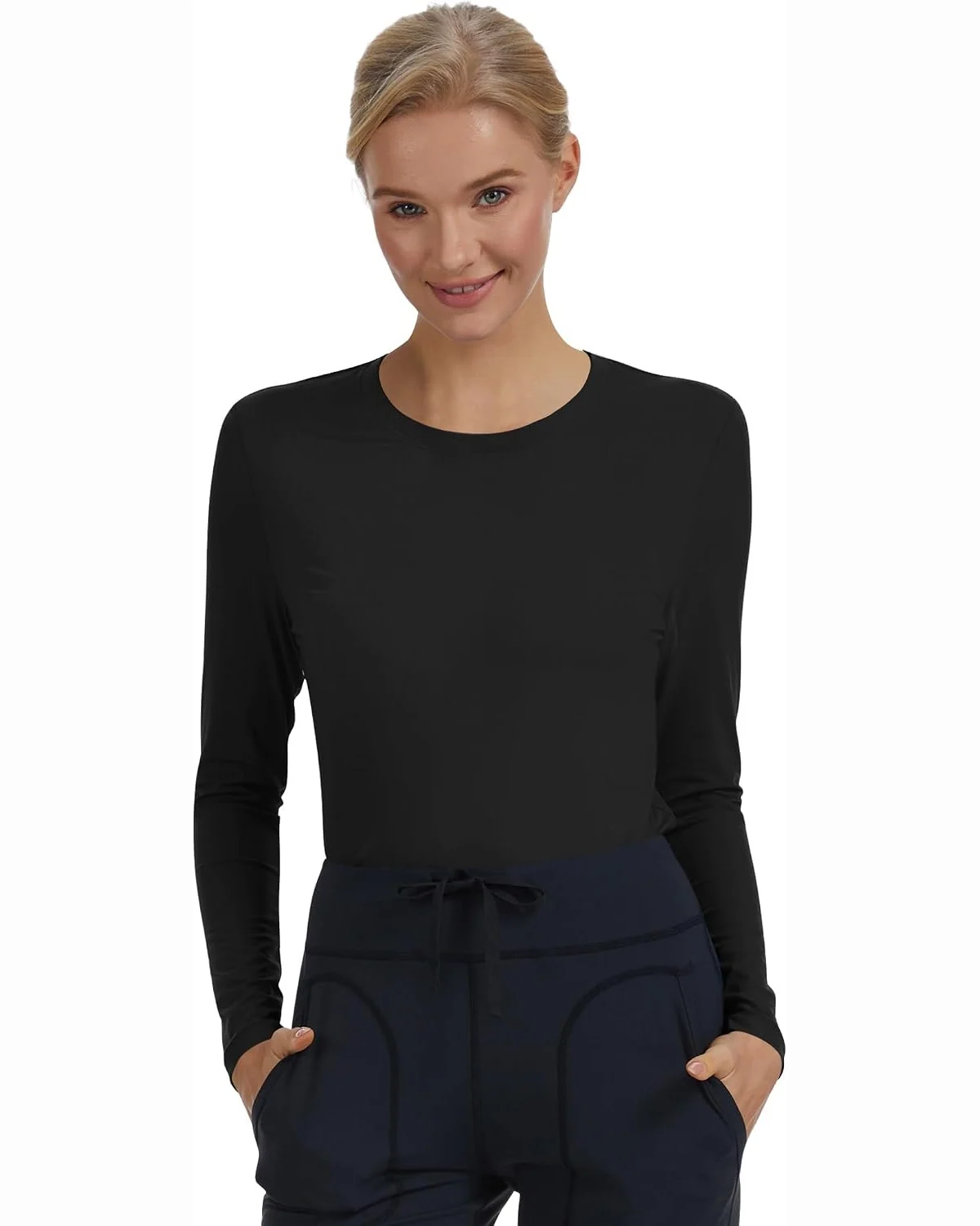 Long-Sleeve Underscrub in Black, KECOLS