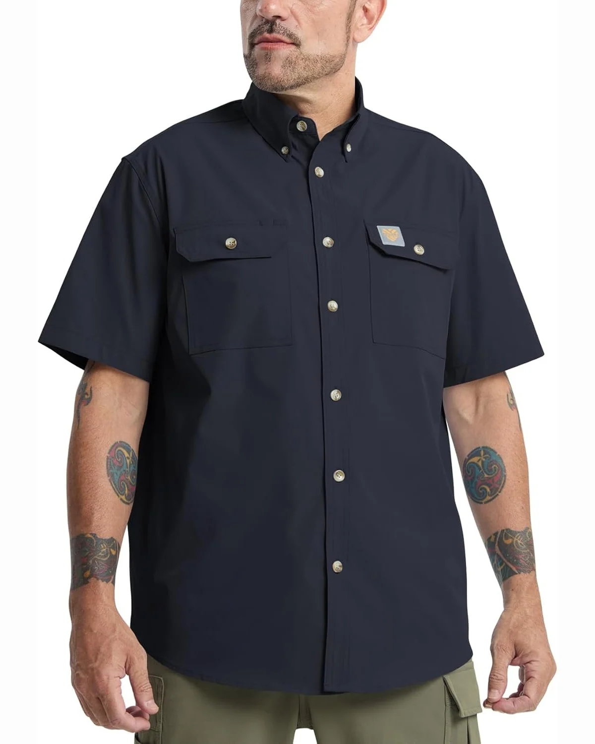 Short-Sleeve Utility Shirt in Navy, KECOLS